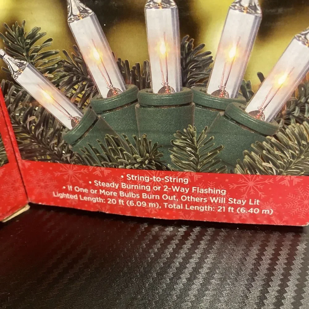 Holiday Style 100 Indoor/Outdoor Mini Lights Christmas ~ Clear Bulbs ~ 20 ft. X2